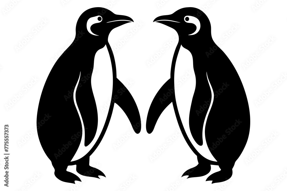 Obraz premium Panguin Silhouette Vector logo Art, Icons, and panguin bird Graphics vector illustration