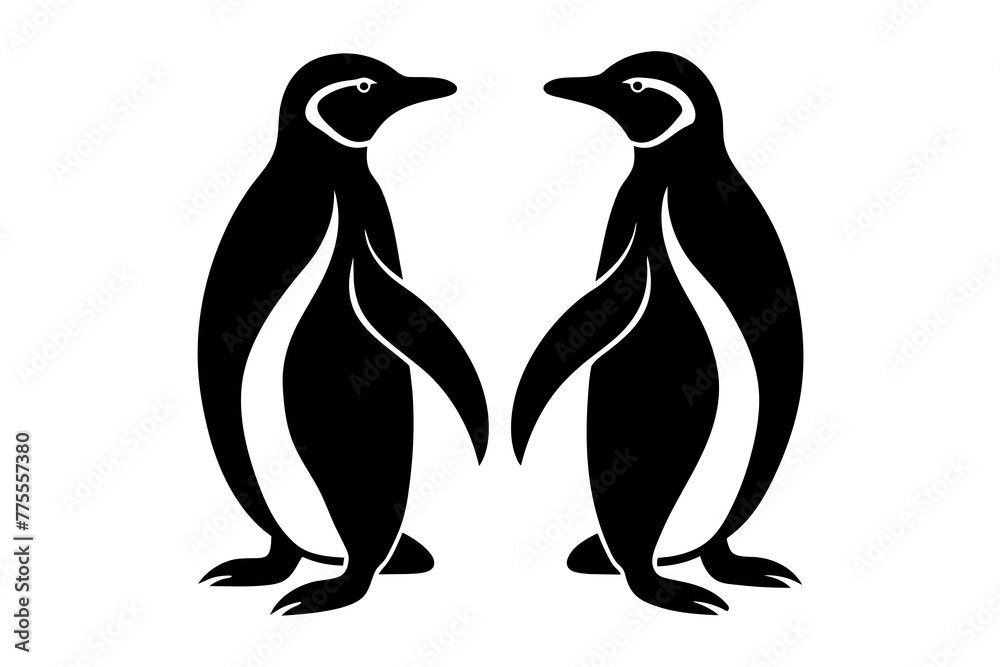Obraz premium Panguin Silhouette Vector logo Art, Icons, and panguin bird Graphics vector illustration