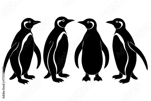 Panguin Silhouette Vector logo Art, Icons, and panguin bird Graphics vector illustration photo