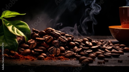 Aromatic coffee beans dark and rich fueling caffeine addiction 