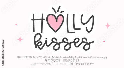 ector hand draws Heart Alphabet letter logo font.  Valentine Monoline's handwritten letters. Heart Glyphs.  For postcard or poster decorative graphic design.