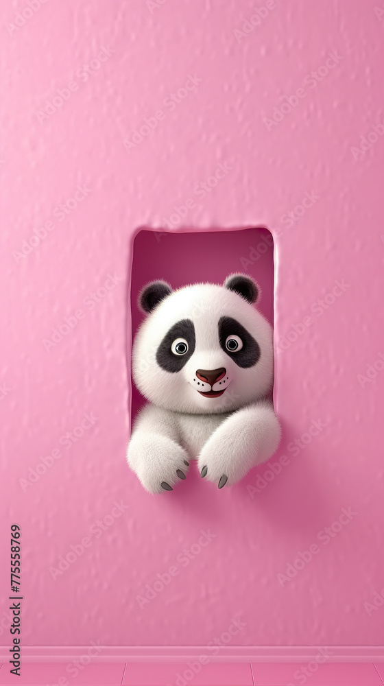 generated illustration of cute adorable baby panda against pink background generated illustration of cute adorable baby panda against pink background