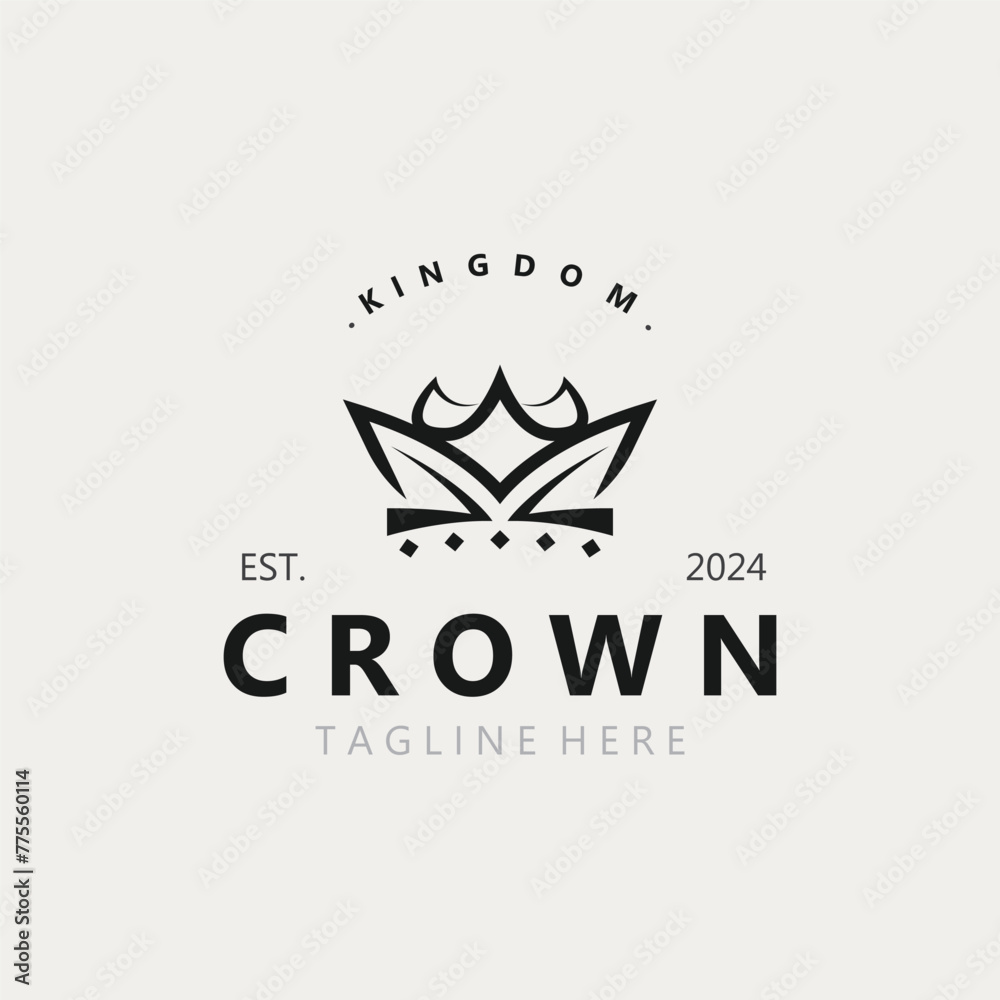 Crown logo simple design template. Vintage Crown Logo Royal King Queen concept symbol logotype
