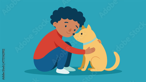 A child seeking comfort from their pet during a challenging life event finding solace in the unconditional love and support from a