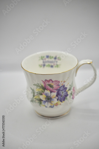 Vintage tea cup with floral pattern