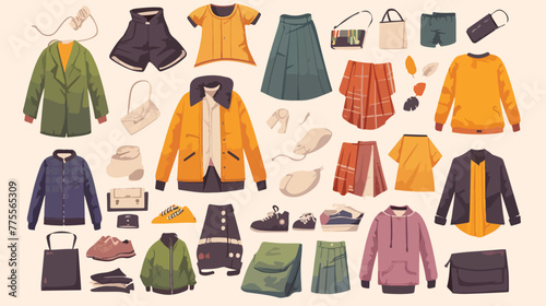 Isolated set of clothes illustration 2d flat cartoo