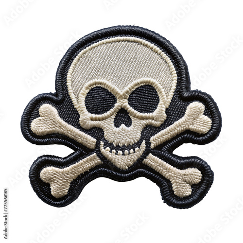 crossbones embroidered patch badge isolated on transparent background
