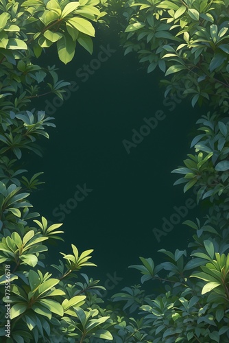 emtry space frame on fresh green foliage background