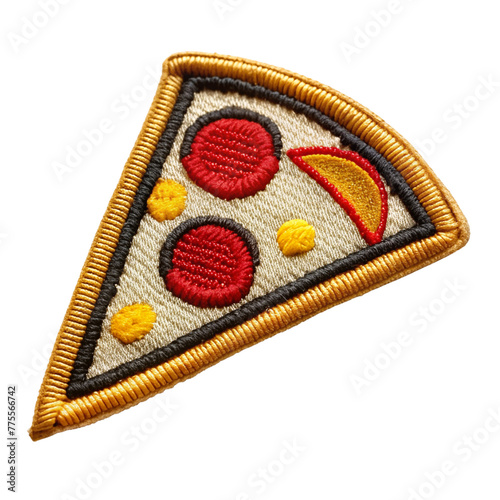 pizza embroidered patch badge isolated on transparent background