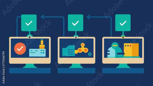 A series of screens showing the progression of an ARguided assembly highlighting key points and potential errors.