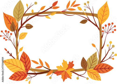 a wreath of autumn leaves and branches 