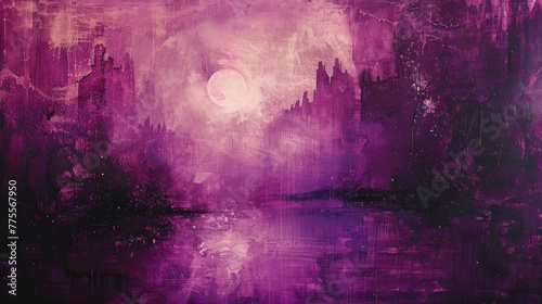 Echoes of a distant past reverberate against a backdrop of plum and mauve, capturing the essence of time. photo