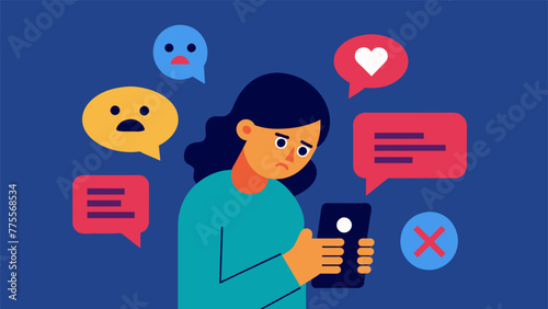 A person staring at their phone screen only reading and responding to the negative comments and ignoring the positive ones.
