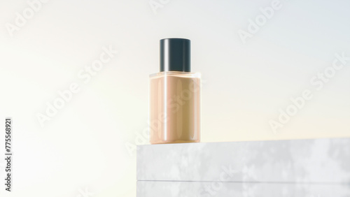 Cosmetic bottle on white podium scene premium photo 3d render