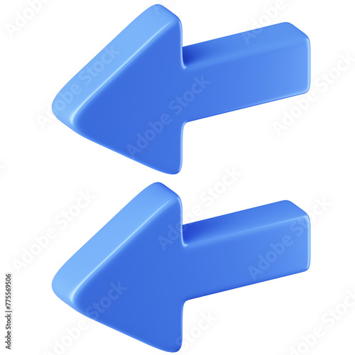 3D Icon Double Arrow Left Illustration