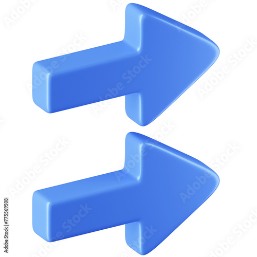 3D Icon Double Arrow Right Illustration