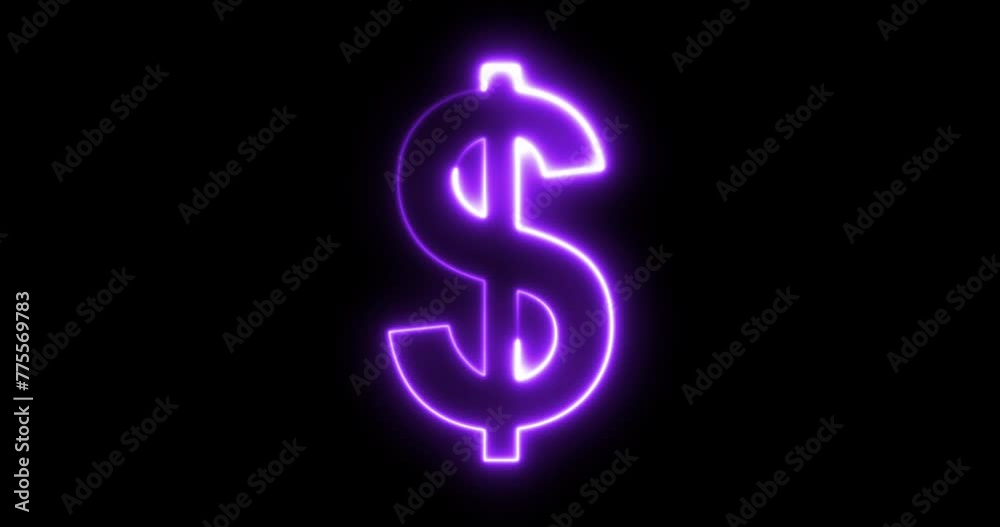 Animated neon dollar symbol Animated neon dollar symbol