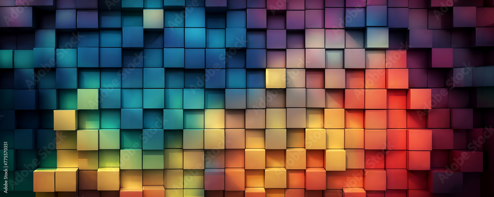 Spectrum of stacked multi-colored wooden blocks. Background