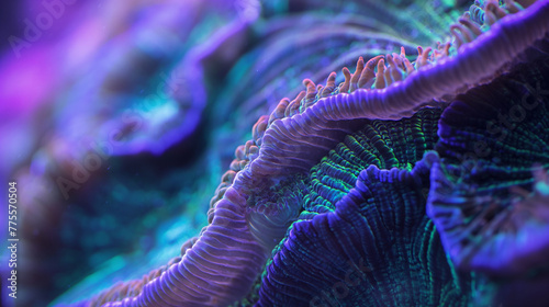 close up of colourful fluorescent coral