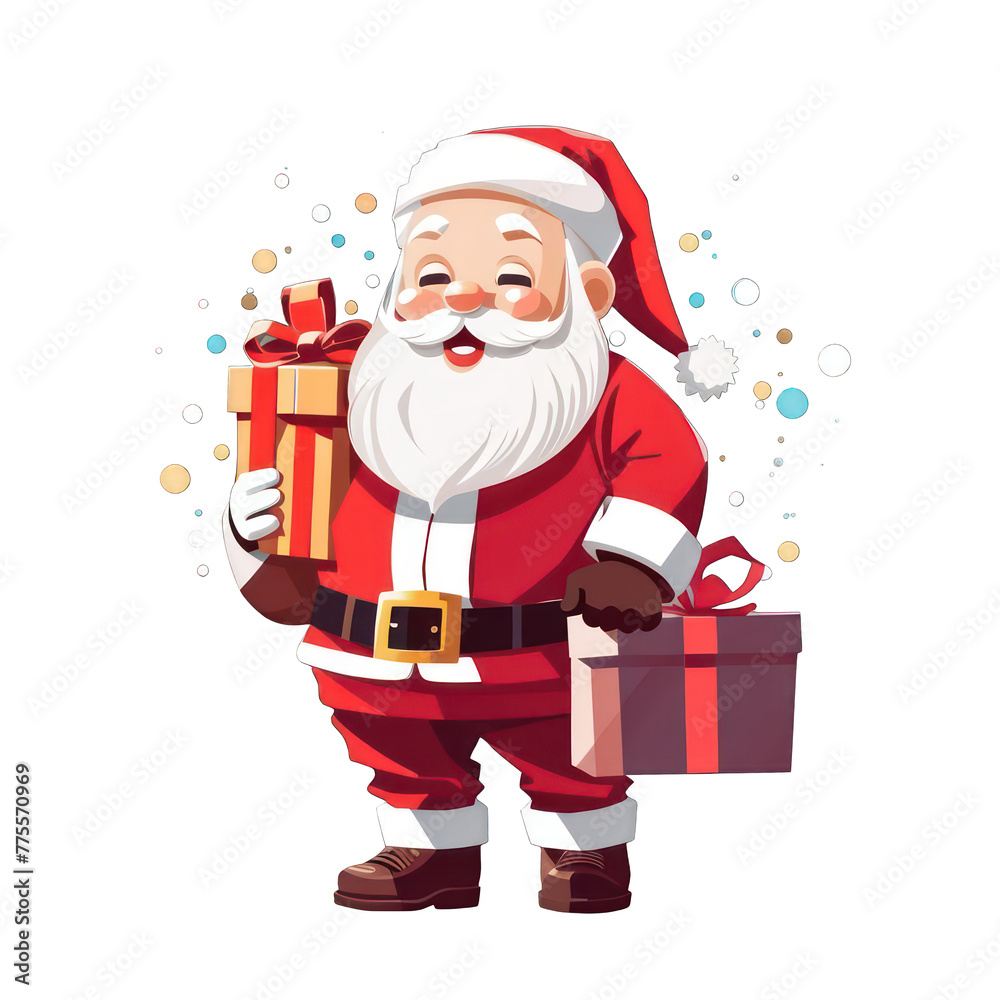 Happy Santa Claus with Gifts Cartoon Illustration Happy Santa Claus with Gifts Cartoon Illustration