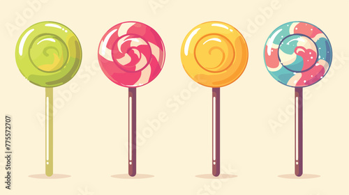 Lollipop line icon 2d flat cartoon vactor illustrat