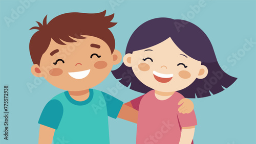 A childs drawing of two smiling figures with arms around each other symbolizing the mended bond between rivaling siblings.
