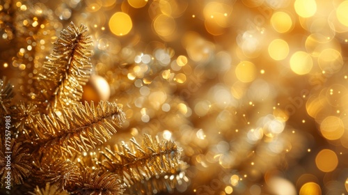 Dreamy Christmas bokeh, shimmering golds and silvers, elegant, festive mood, AI Generative © sorapop