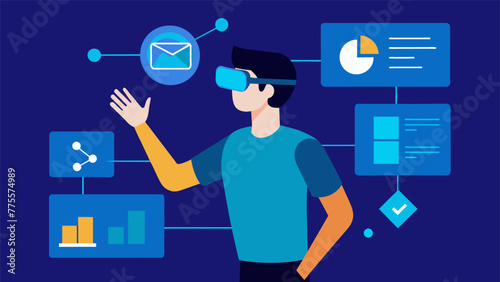 An employee using hand gestures to manipulate a virtual tool on a screen showcasing the handsfree and intuitive nature of AR training tools.