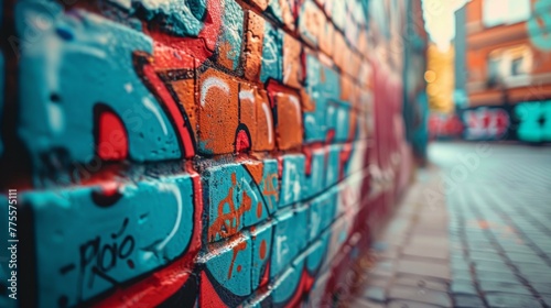Graffiti paint on a street wall background, showcasing the diverse styles and themes of graffiti street art, AI Generative