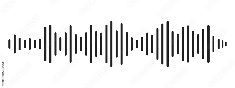 Sound wave decibel audio record simple voice message icon isolated on white background. Podcast player, music track