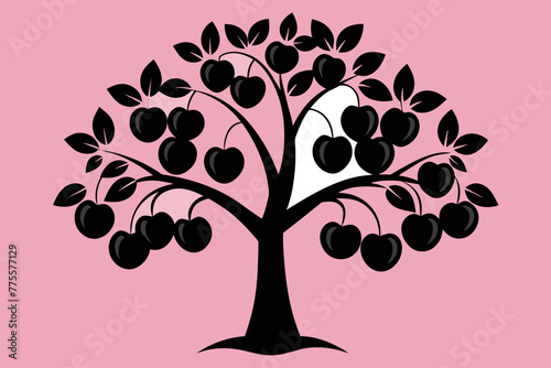 Black cherry tree vector design