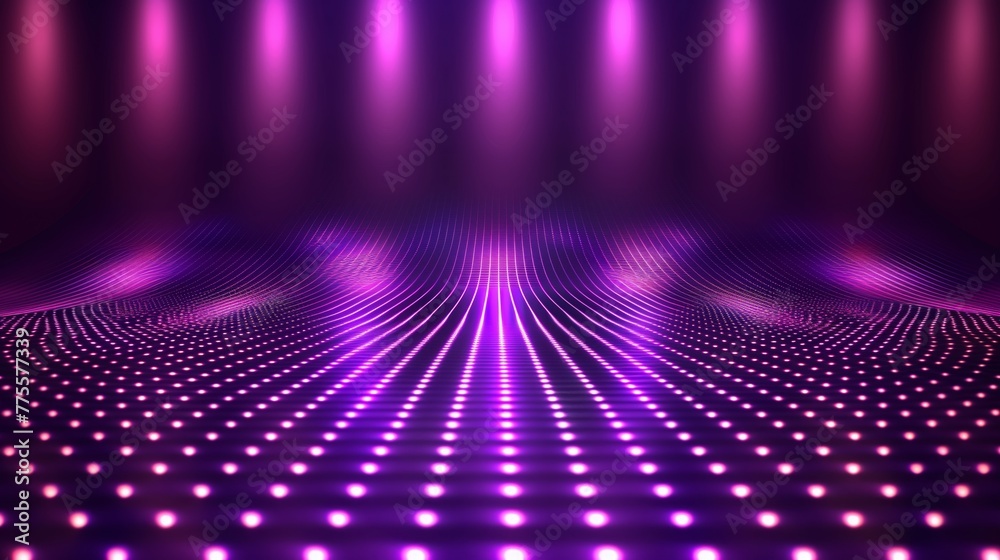Obraz premium disco stage. purple dots on the dark floor background.