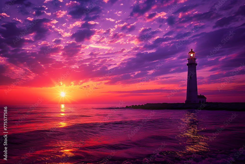 Breathtaking Sunset over the Lighthouse: A Beacon of Hope Amid the Shadows