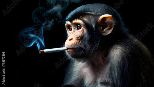 Generative KI nachdenklicher rauchender Affe