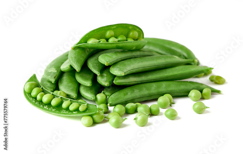Wallpaper Mural Pile of Sugar snap pea and peeled with seed inside isolated on white background. sugar snap pea belong to the leguminosae family. hard pods, seed large and pods are thick. sweet and crisp. Torontodigital.ca