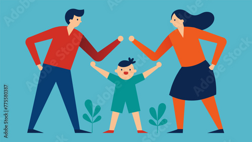 A power struggle ensued as one person wielded their influence over the rest of the family their desire for control evident in their body