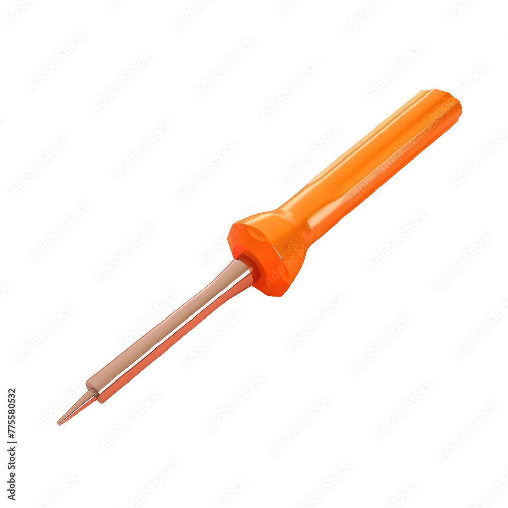 An orange screwdriver with a black handle An orange screwdriver with a black handle