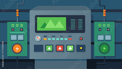 A closeup of a control panel with sensors and alarms showing a green light indicating that all systems are functioning properly and reducing