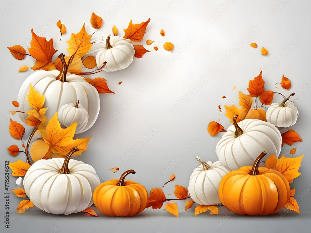 halloween pumpkin with leaves and flowers halloween pumpkin with leaves and flowers
