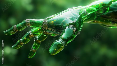 A green robot arm.