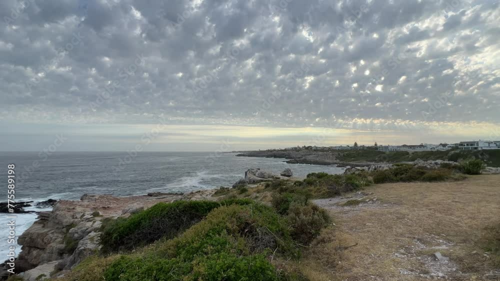 Ocean views of the whale coast of Hermanus at sunset Ocean views of the whale coast of Hermanus at sunset
