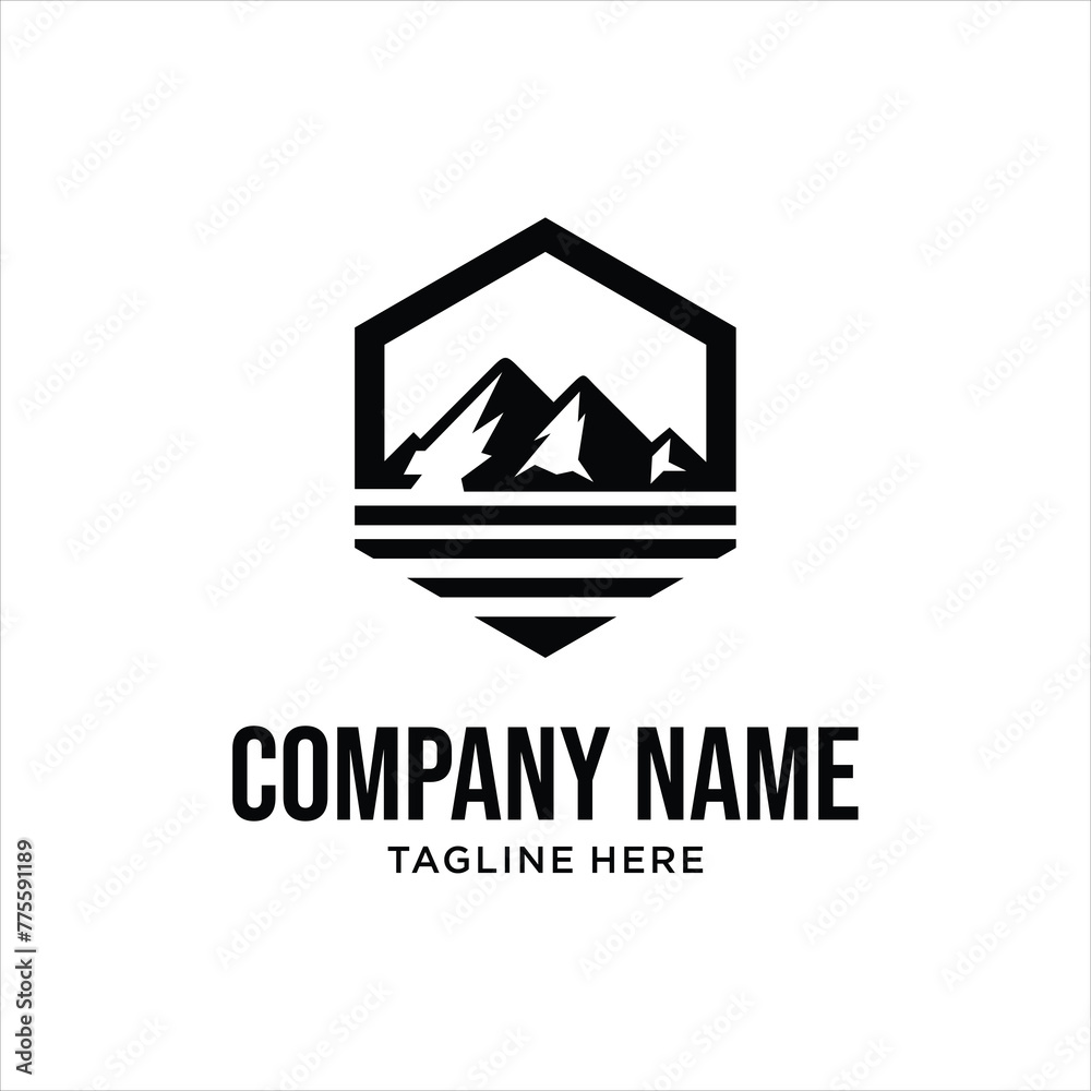 Fototapeta premium hexagon mountain Logo, design inspiration, illustration, vector