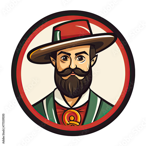 A logo of a male teacher in Portuguese attire within a circle photo