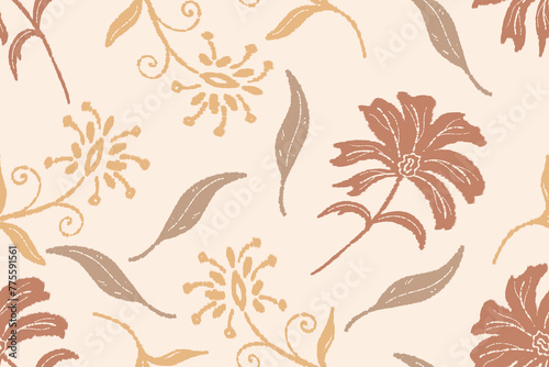 Ethnic ikat floral.beautiful pattern. folk embroidery,bohemian style,aztec geometric art ornament print.ethnic abstract Inkatha art.Seamless fabric.design for fabric, carpet, wallpaper, clothing	
