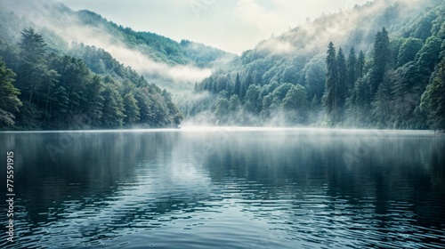 Misty morning on a lake