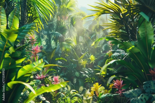 Dense Green Forest Teeming With Plants