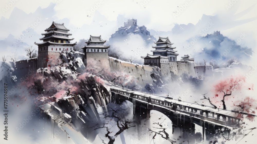An illustration of a chinese ancient Great Wall
