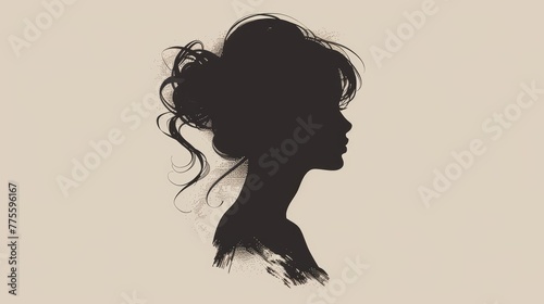 Minimalist Silhouette Profile of a Girl with a Logo Generative AI
