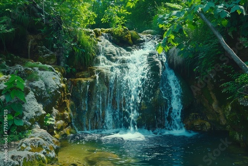 Small Waterfall Amidst Forest