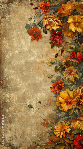 Happy Mother's Day - vintege flowers vertical banner. For greeting card, instastory or tiktok background photo